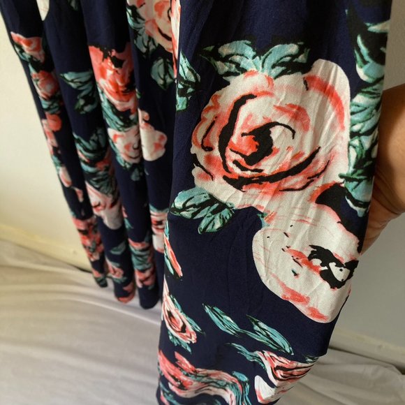 NEW WITHOUT TAGS Women's Navy Blue Floral Maxi Dress Size L - Picture 8 of 12